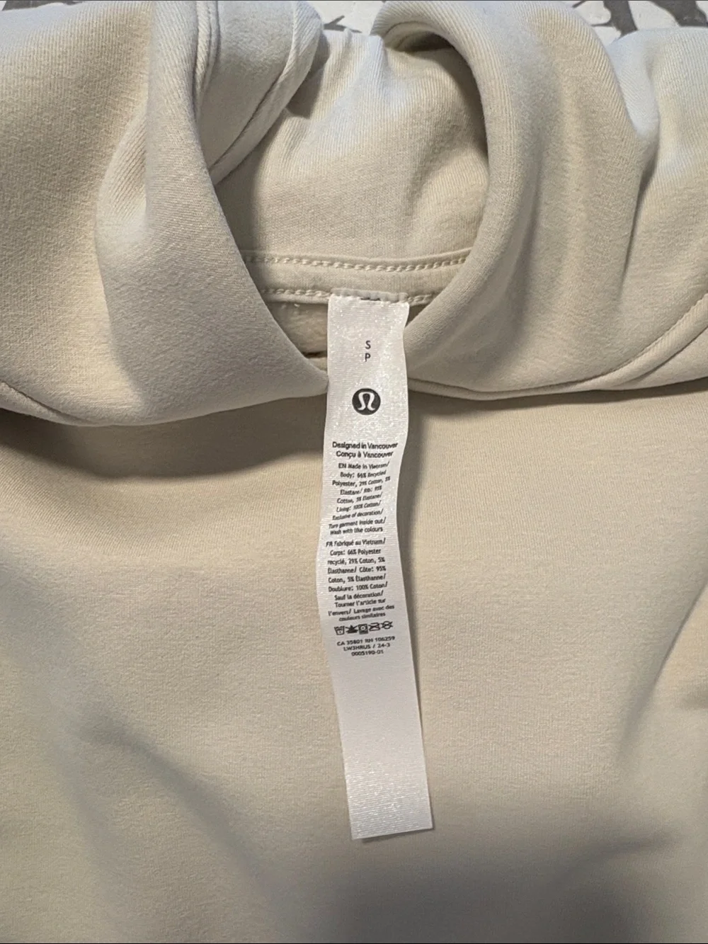Lululemon Heavyweight Fleece Oversized Hoodie ~ Small ~ Bone